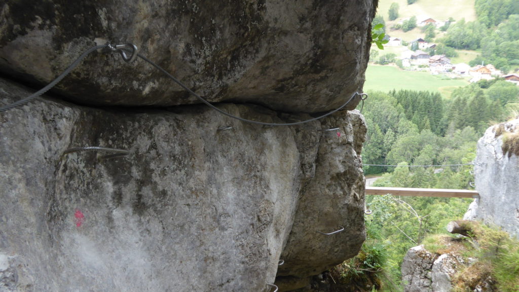 The section with the slight overhang. 