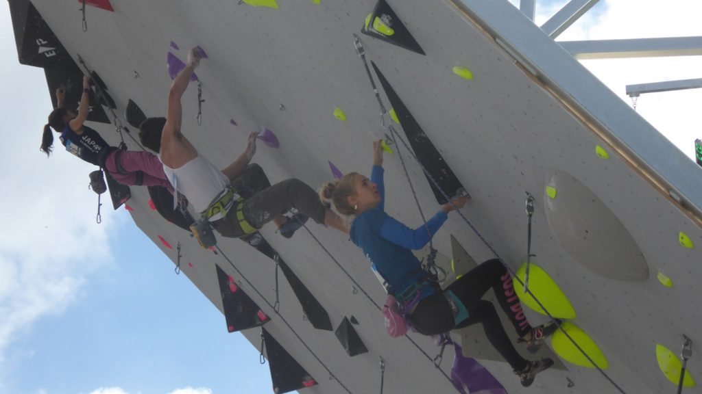 A group of climbers climbing