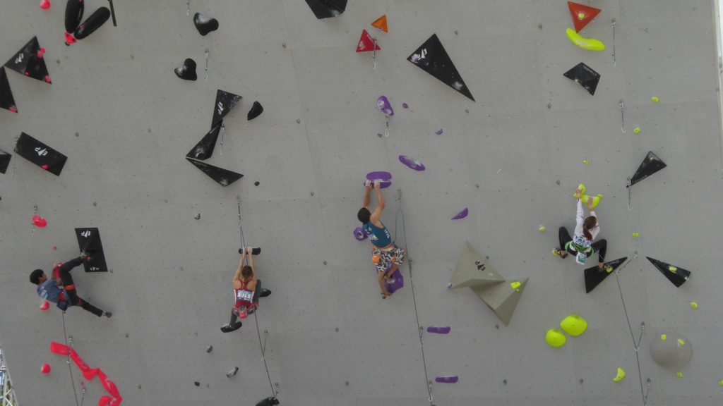 Climbers at the ISFC Climbing World Cup in Villars