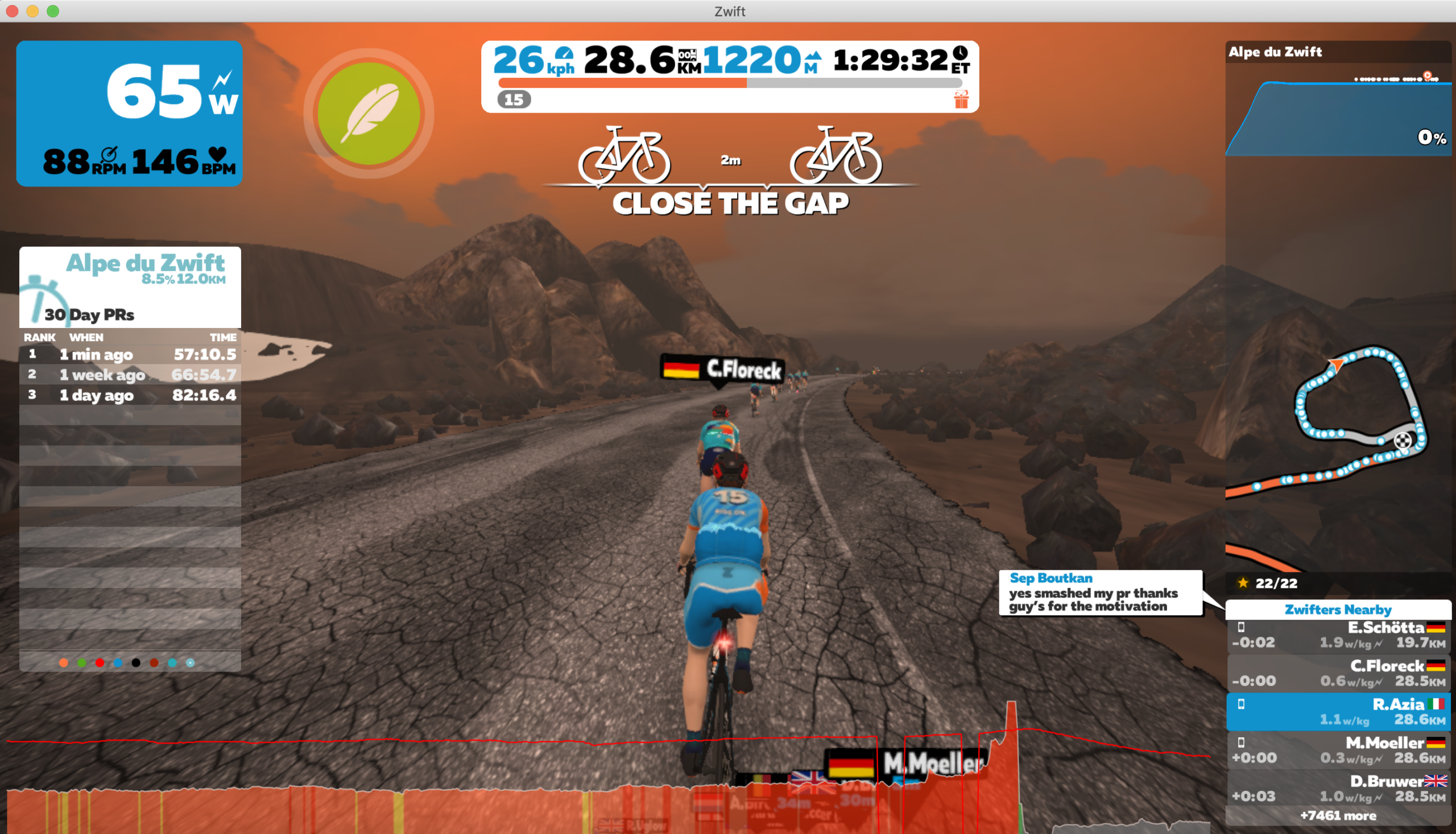 Alpe De Zwift in 57 Minutes And 10 Seconds.