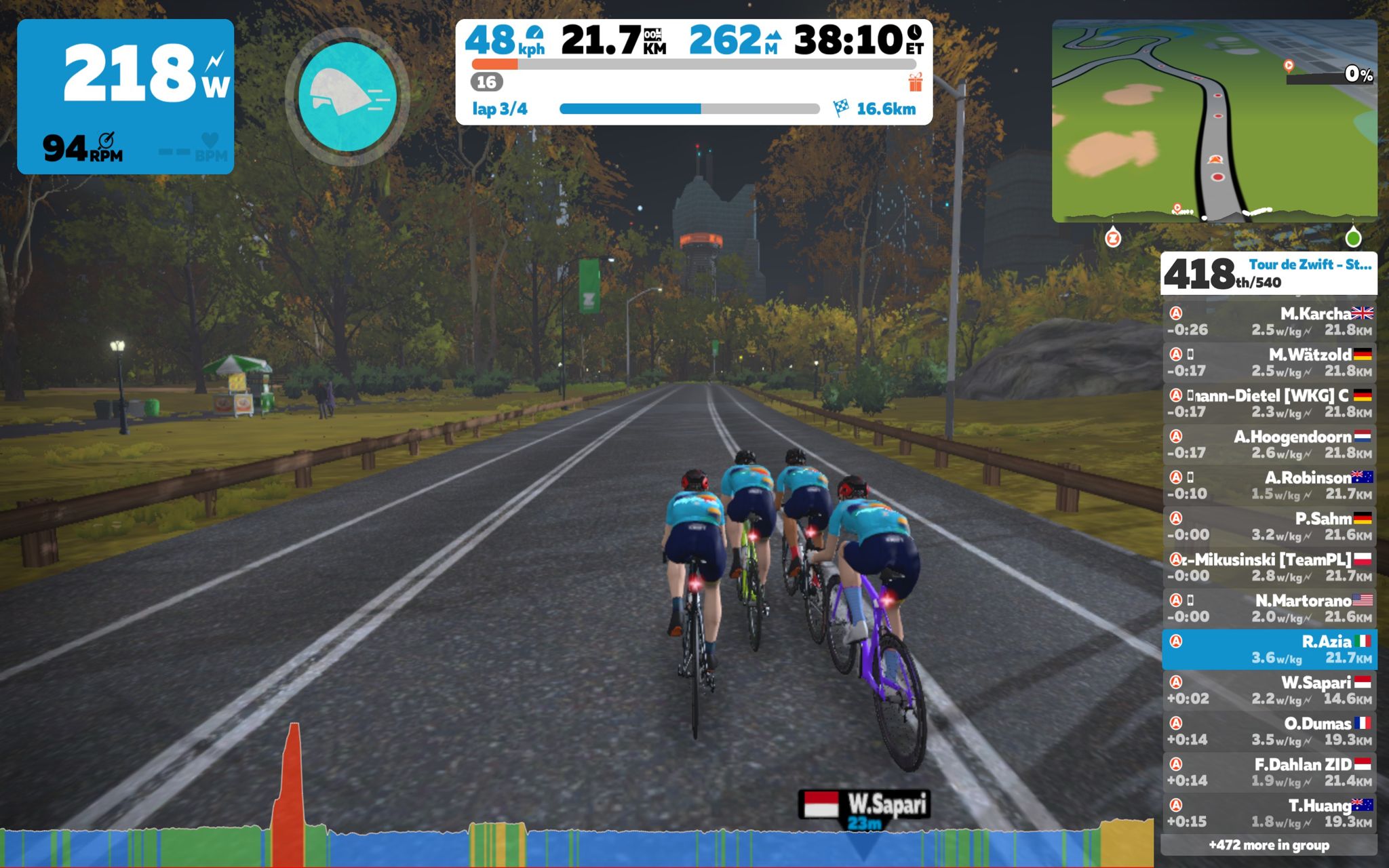 Screen grab from Stage 9 of the Tour de Zwift