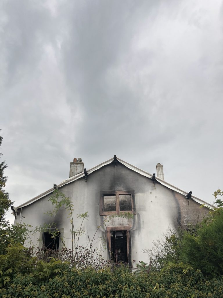 Burnt out house