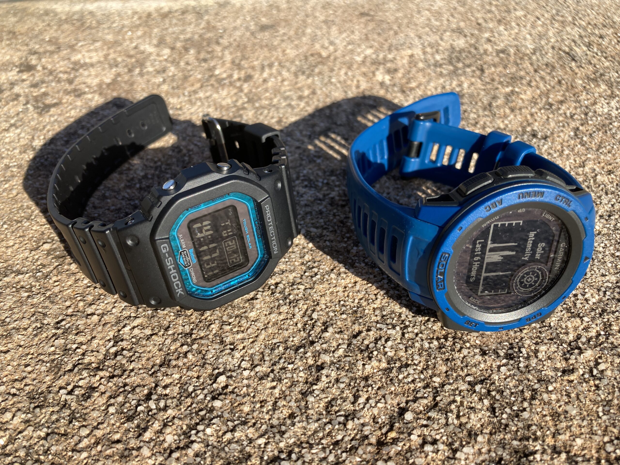 Casio GBD 5600 Origin and Garmin Instinct solar