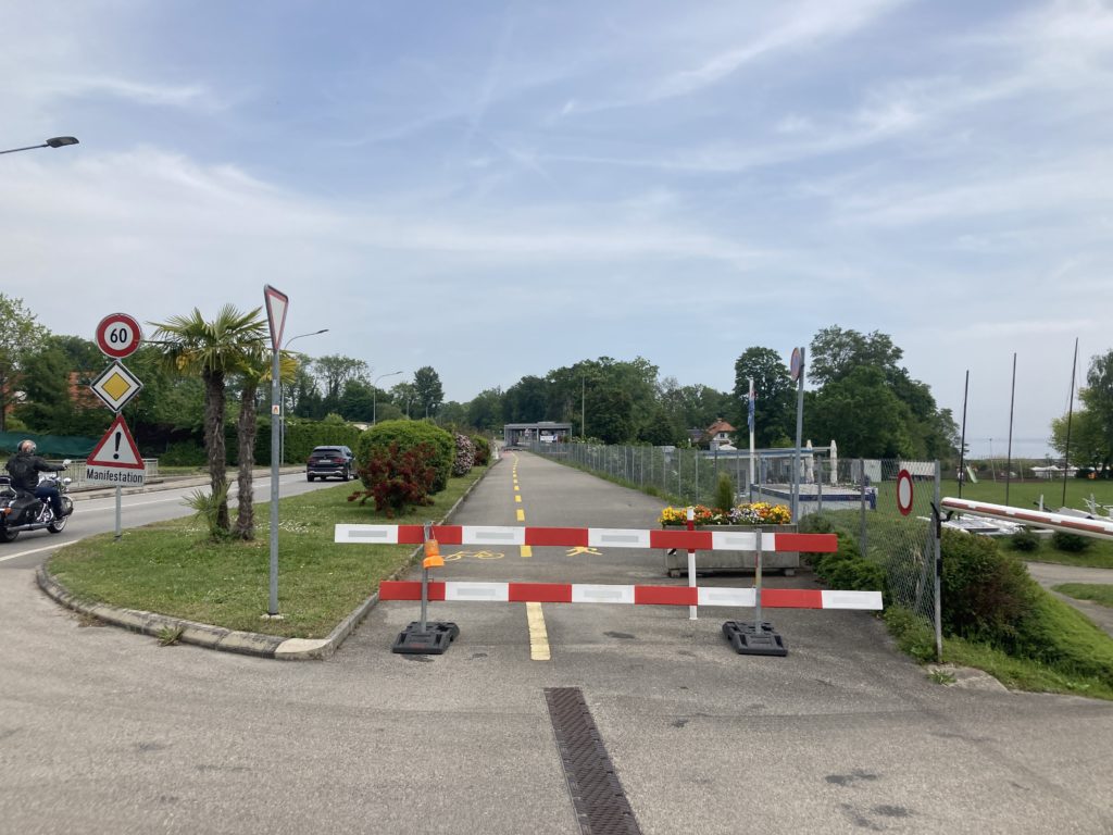 Blocked cycle lane, for a music festival