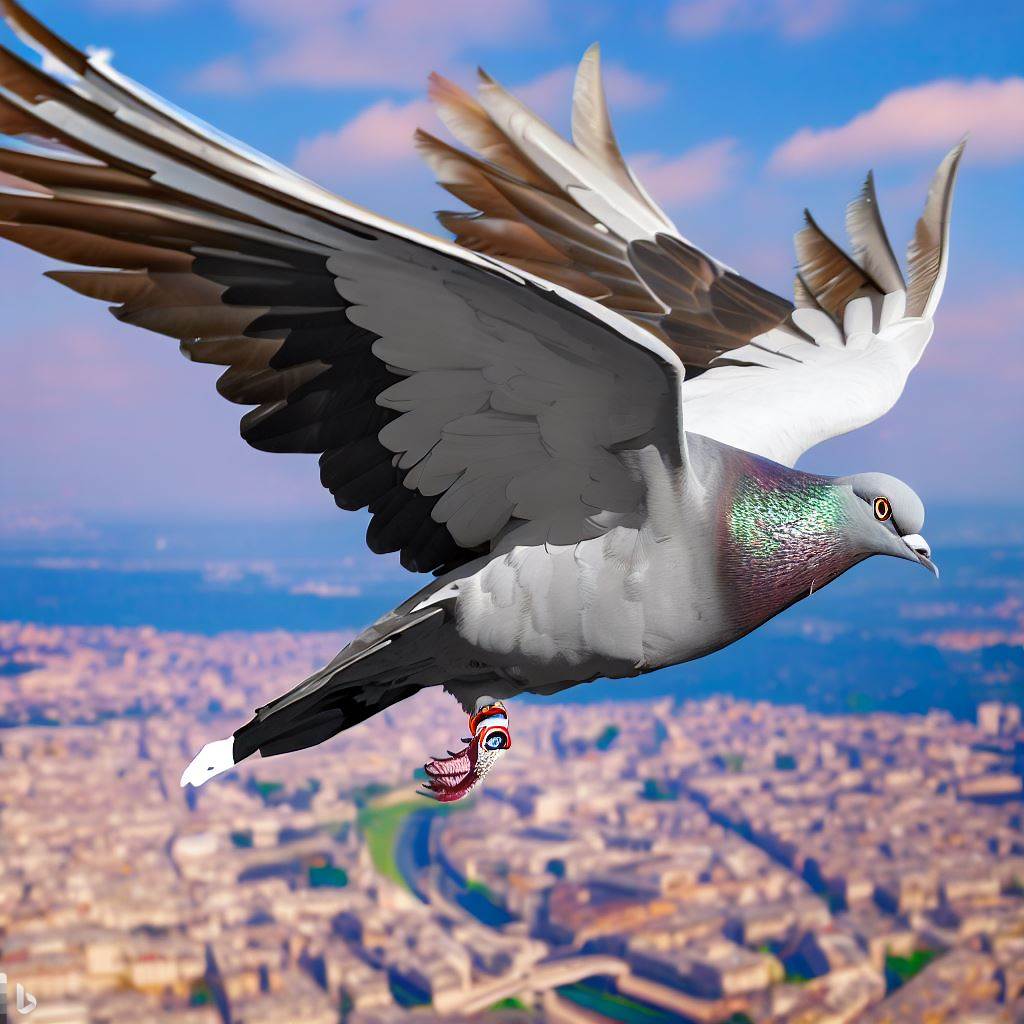 A pigeon over Paris with a GPS watch