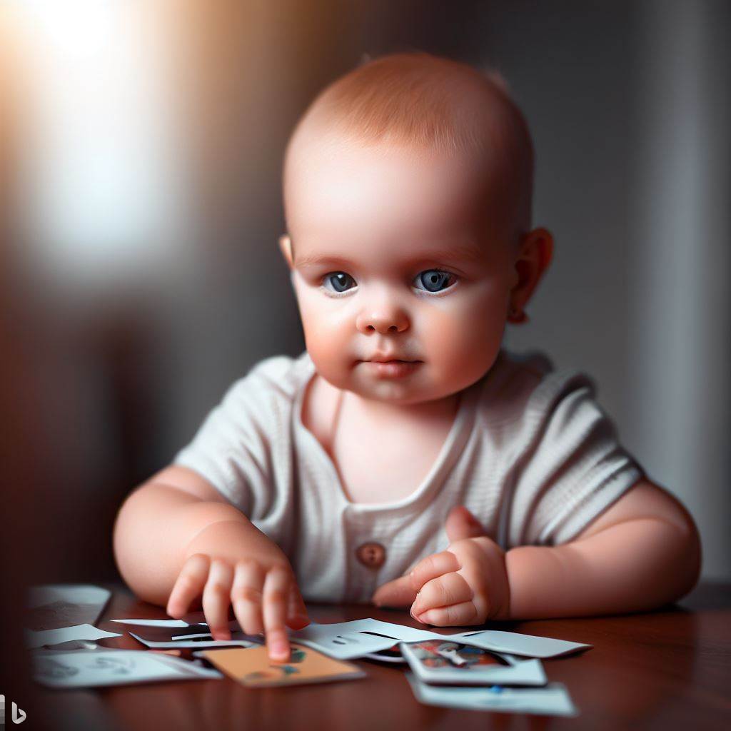 A baby playing Solitaire