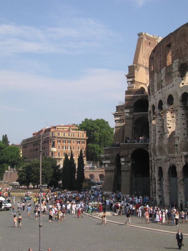 Wider shot of the tourists in Rome